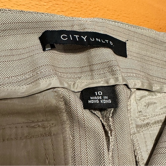 CITY Unltd. NWT Vintage Tan & Brown Striped Gaucho Pants SZ 10 - Picture 6 of 11